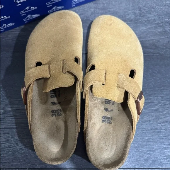 Birkenstock Mustard Suede Clogs - Picture 2 of 6
